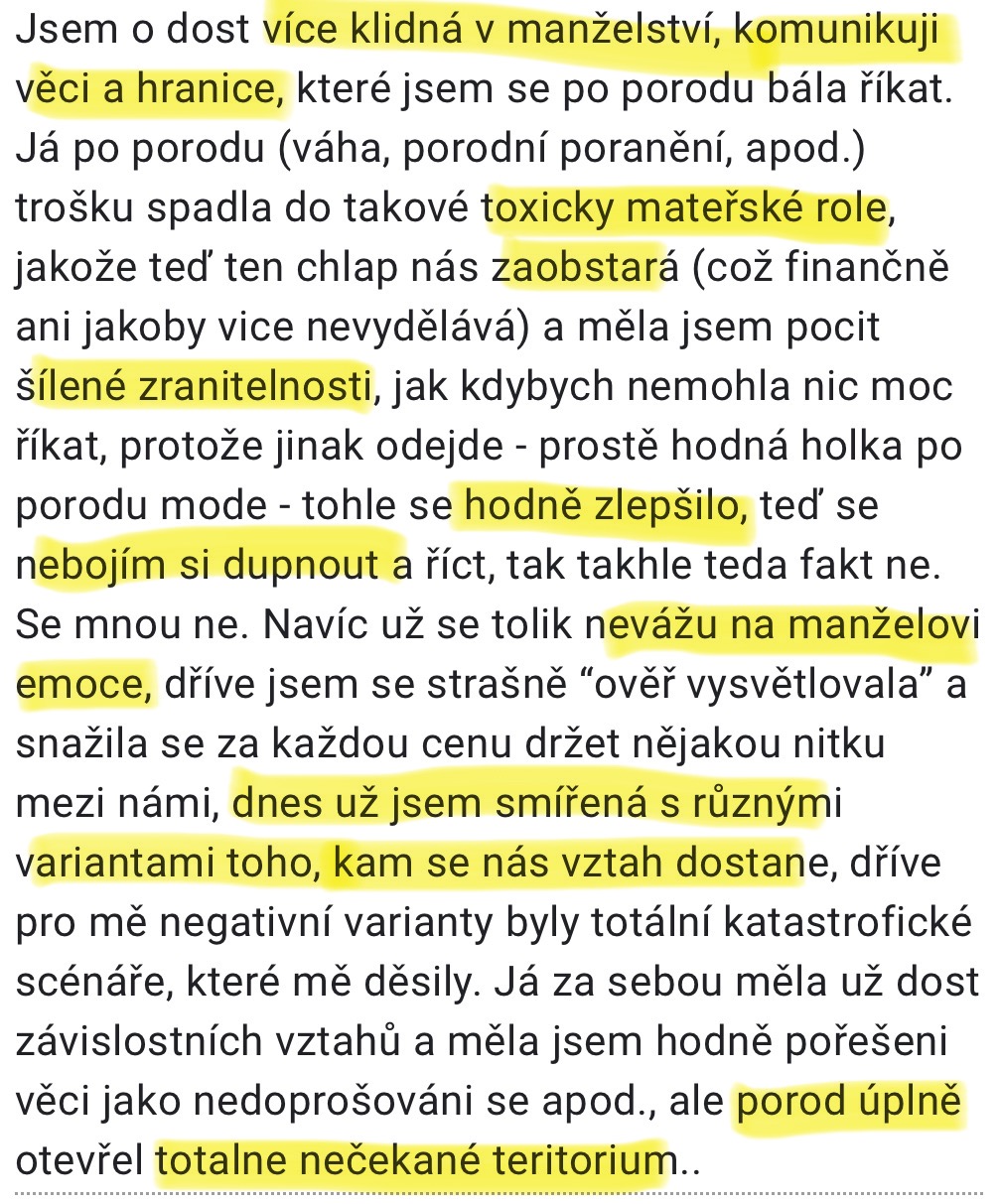 Zpráva od klientky — klid a hranice v manželství po porodu