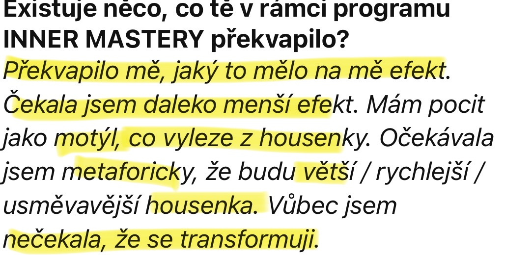 Zpráva od klientky — nečekala, že se transformuje